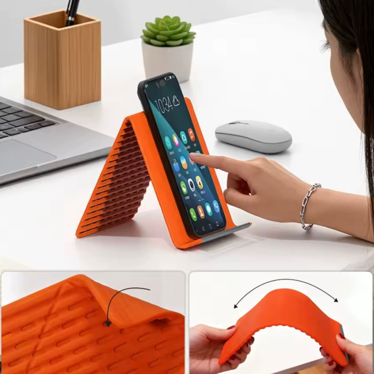 Portable Foldable Silicone Phone Holder – Flexible Multi-Angle Stand